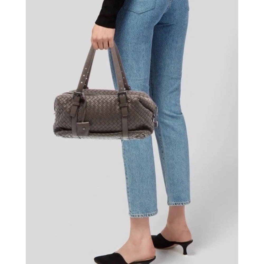 Bottega Veneta Intrecciato Leather BOSTON BAG brown Weave Shoulder Key